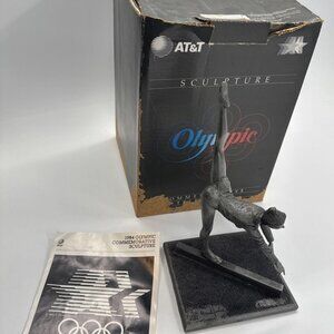 Vintage Marcel Jovine Pewter Sculpture 1984 Olympics Gymnast AT&T for Telephone